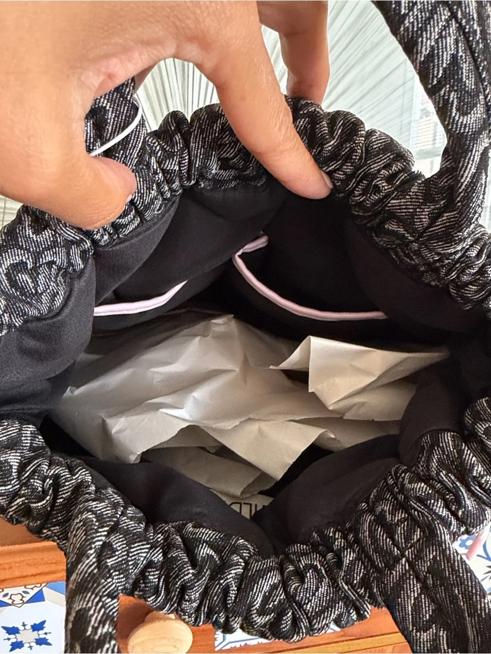 Wildfox Charcoal Heart-Print Drawstring Tote